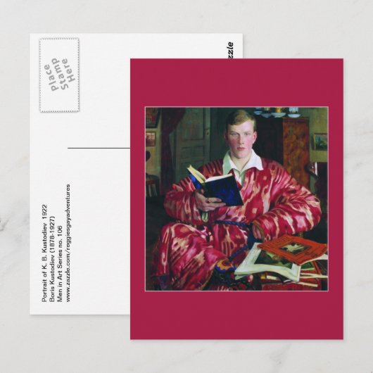 Portret van K. B. Kustodiev door Boris Kustodiev Briefkaart (Voorkant / Achterkant)