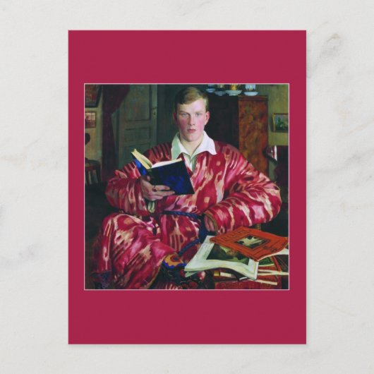 Portret van K. B. Kustodiev door Boris Kustodiev Briefkaart (Voorkant)