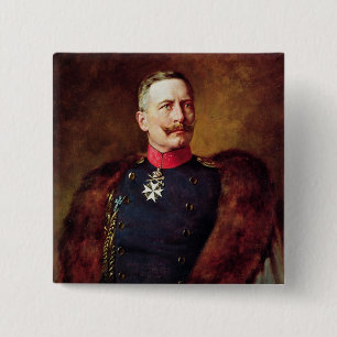 Portret van Kaiser Wilhelm II Vierkante Button 5,1 Cm