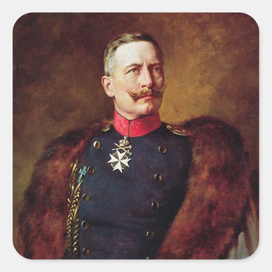 Portret van Kaiser Wilhelm II Vierkante Sticker (Voorkant)