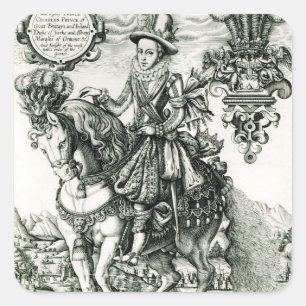 Portret van Karel I als prins Vierkante Sticker
