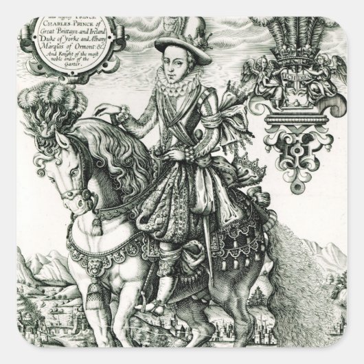 Portret van Karel I als prins Vierkante Sticker (Voorkant)