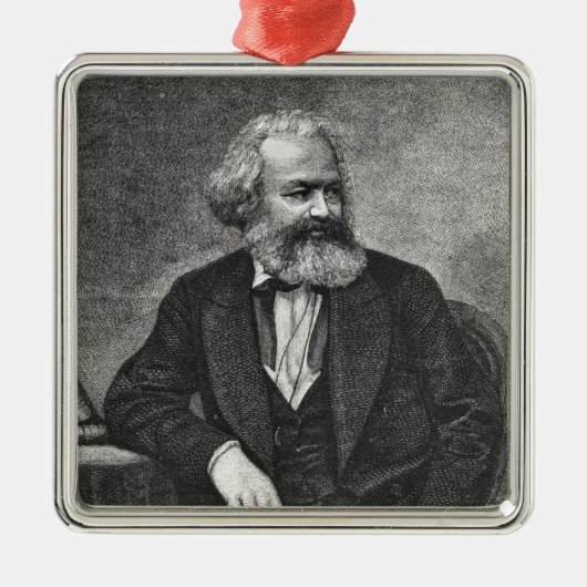 Portret van Karl Marx 1857 Metalen Ornament (Voorkant)