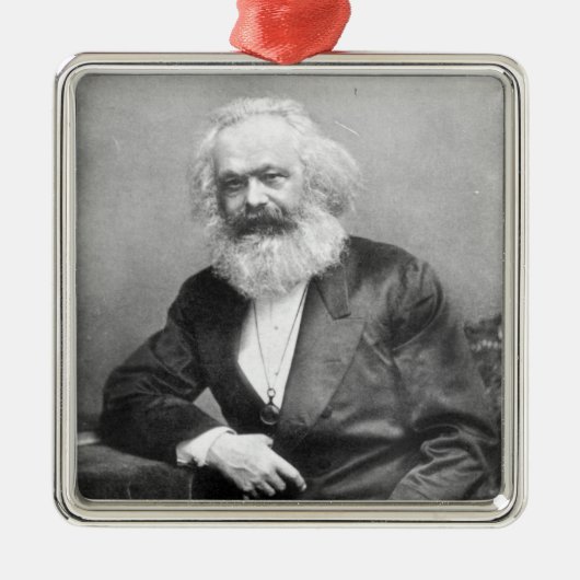 Portret van Karl Marx Metalen Ornament (Voorkant)
