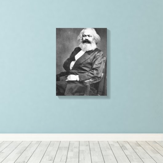 Portret van Karl Marx (oprichter van het marxisme) Canvas Afdruk (Insitu (Houten vloer))