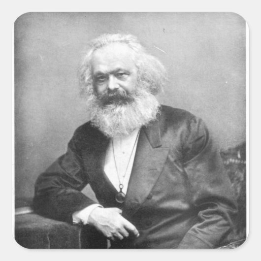 Portret van Karl Marx Vierkante Sticker (Voorkant)