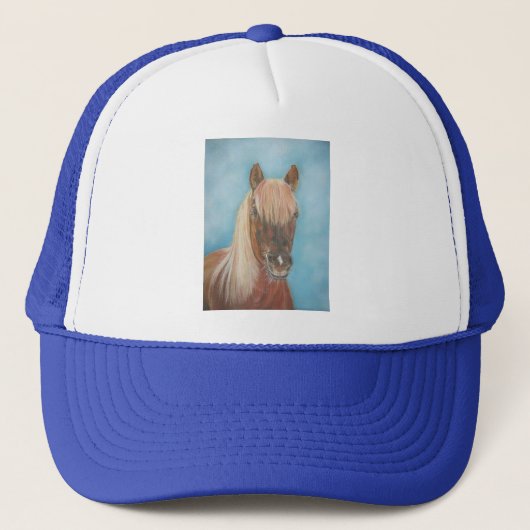 Portret van kastanje merrie paard paardenbruin paa trucker pet (Voorkant)
