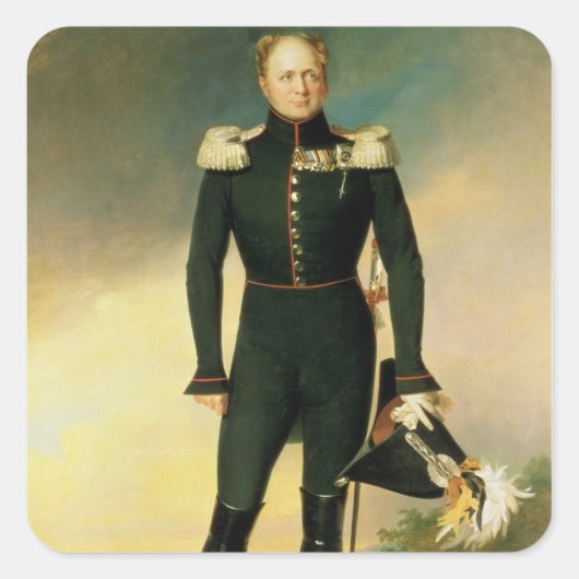 Portret van keizer Alexander I 1825 Vierkante Sticker (Voorkant)