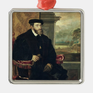 Portret van keizer Charles V 1548 Metalen Ornament