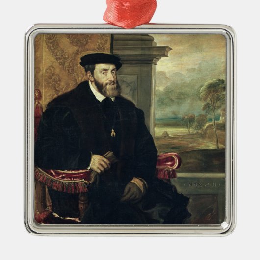 Portret van keizer Charles V 1548 Metalen Ornament (Voorkant)