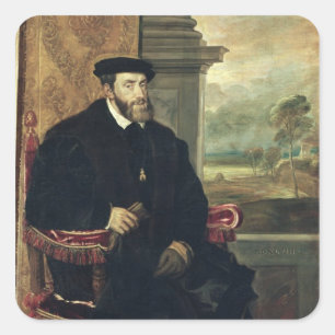 Portret van keizer Charles V 1548 Vierkante Sticker