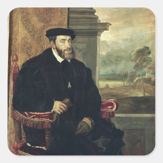 Portret van keizer Charles V 1548 Vierkante Sticker (Voorkant)
