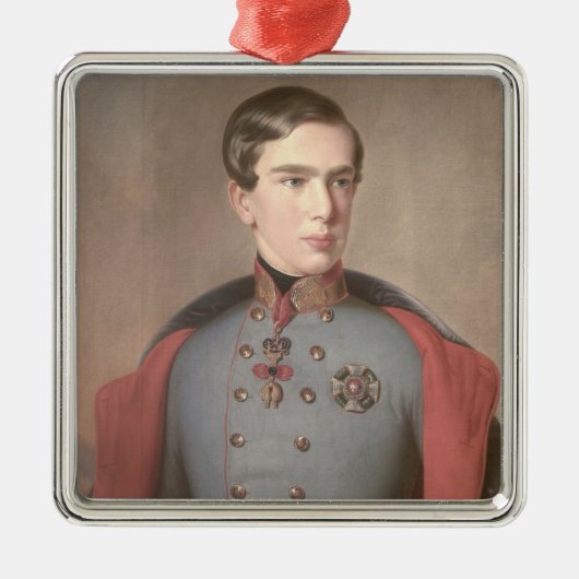 Portret van keizer Franz Joseph van Oostenrijk Metalen Ornament (Voorkant)
