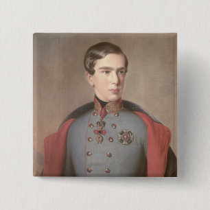 Portret van keizer Franz Joseph van Oostenrijk Vierkante Button 5,1 Cm