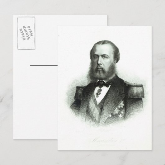 Portret van keizer Maximilian van Mexico, 1864 Briefkaart (Voorkant / Achterkant)