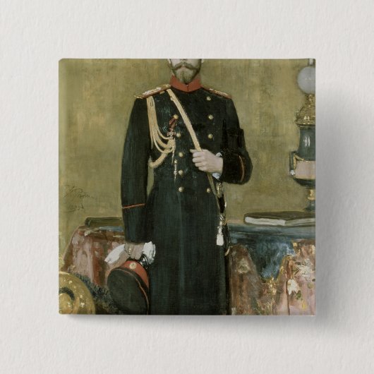 Portret van keizer Nicholas II 1895 Vierkante Button 5,1 Cm (Voorkant)