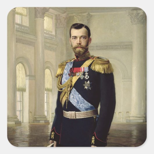 Portret van keizer Nicholas II, 1900 Vierkante Sticker (Voorkant)