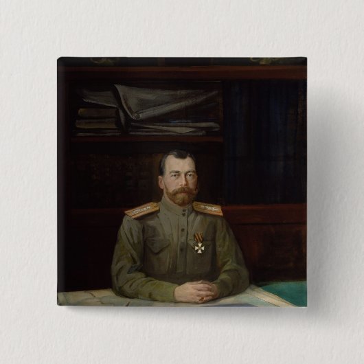 Portret van keizer Nicholas II, 1914 Vierkante Button 5,1 Cm (Voorkant)