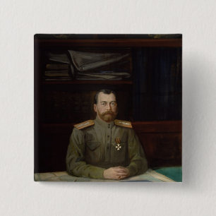 Portret van keizer Nicholas II, 1914 Vierkante Button 5,1 Cm