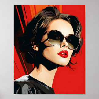 Portret van koele vrouw die een bril draagt poster