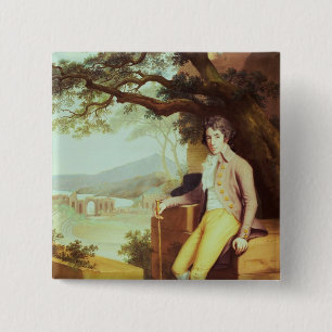 Portret van kolonel David La Touche van Marcey Vierkante Button 5,1 Cm