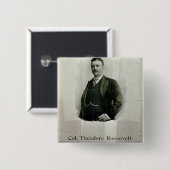 Portret van kolonel Theodore Roosevelt (litho) Vierkante Button 5,1 Cm (Voorkant /achterkant)
