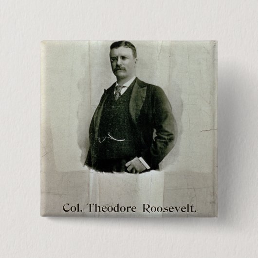 Portret van kolonel Theodore Roosevelt (litho) Vierkante Button 5,1 Cm (Voorkant)