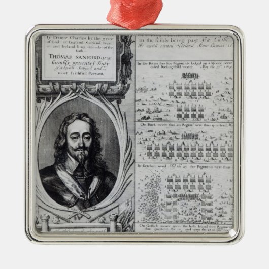 Portret van koning Charles I met diagrammen Metalen Ornament (Voorkant)