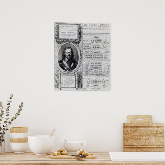 Portret van koning Charles I met diagrammen Poster (Keuken)