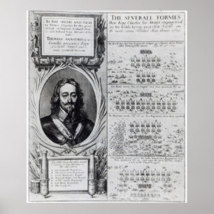 Portret van koning Charles I met diagrammen Poster