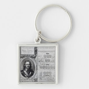 Portret van koning Charles I met diagrammen Sleutelhanger