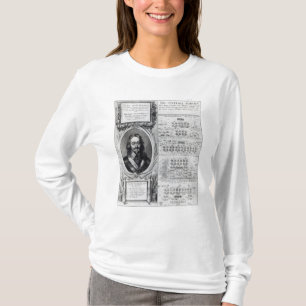 Portret van koning Charles I met diagrammen T-shirt