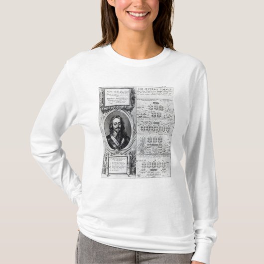Portret van koning Charles I met diagrammen T-shirt (Voorkant)