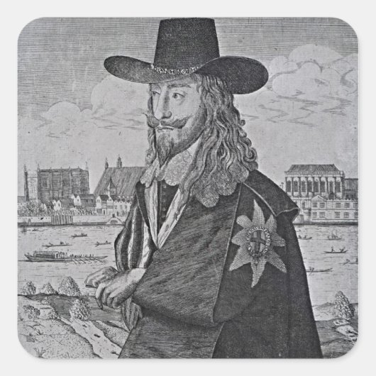 Portret van koning Charles I Vierkante Sticker (Voorkant)