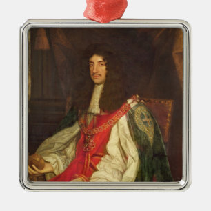 Portret van koning Charles II, c.1660-65 Metalen Ornament