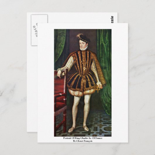 Portret van koning Charles Ix. van Frankrijk Briefkaart (Voorkant / Achterkant)