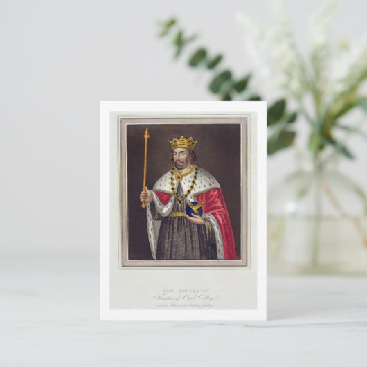 Portret van koning Edward II (1284-1327) oprichter Briefkaart (Staand voorkant)