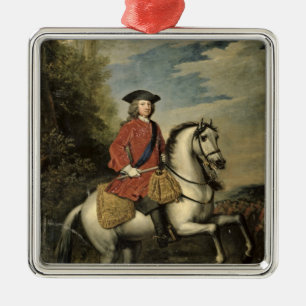 Portret van koning George I, 1717 Metalen Ornament