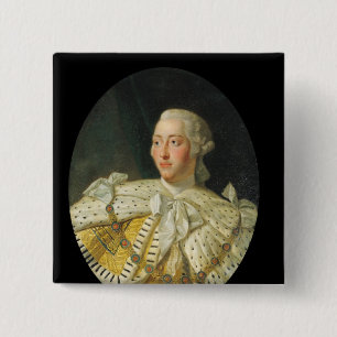 Portret van koning George III na 1760 Vierkante Button 5,1 Cm