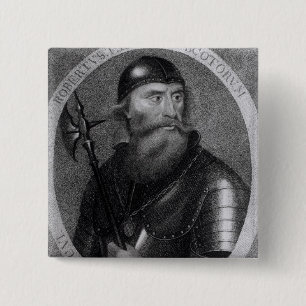Portret van koning Robert I van Schotland Vierkante Button 5,1 Cm