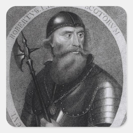 Portret van koning Robert I van Schotland Vierkante Sticker (Voorkant)