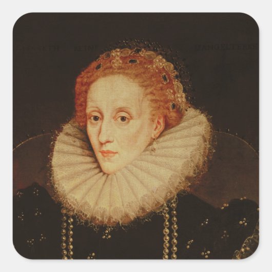Portret van koningin Elizabeth I Vierkante Sticker (Voorkant)