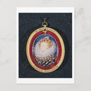 Portret van koningin Elizabeth I (w/c op vellum) Briefkaart