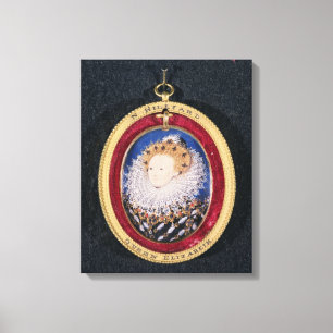 Portret van koningin Elizabeth I (w/c op vellum) Canvas Afdruk