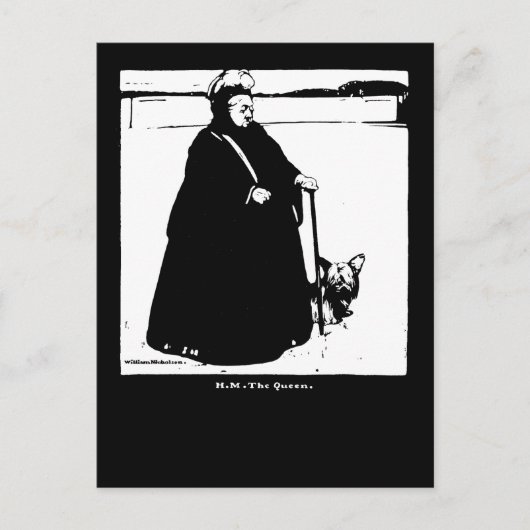 Portret van koningin Victoria en Yorkie Dog Briefkaart (Voorkant)