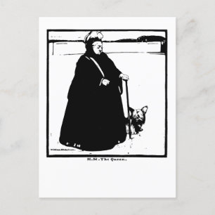 Portret van koningin Victoria en Yorkie Dog Briefkaart