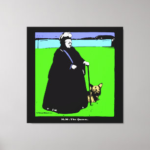 Portret van koningin Victoria en Yorkie Dog Canvas Afdruk