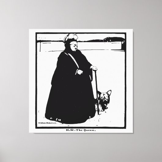 Portret van koningin Victoria en Yorkie Dog Canvas Afdruk (Voorkant)
