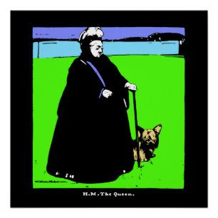 Portret van Koningin Victoria en Yorkie-hond Perfect Poster