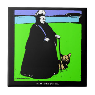 Portret van Koningin Victoria en Yorkie-hond Tegeltje